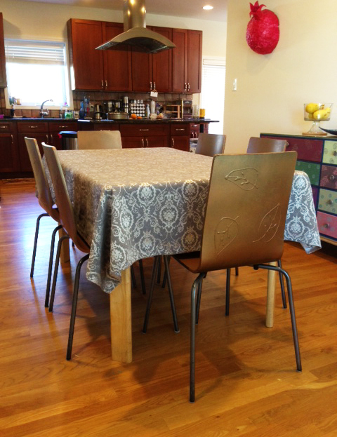 decorated IKEA kitchen chairs